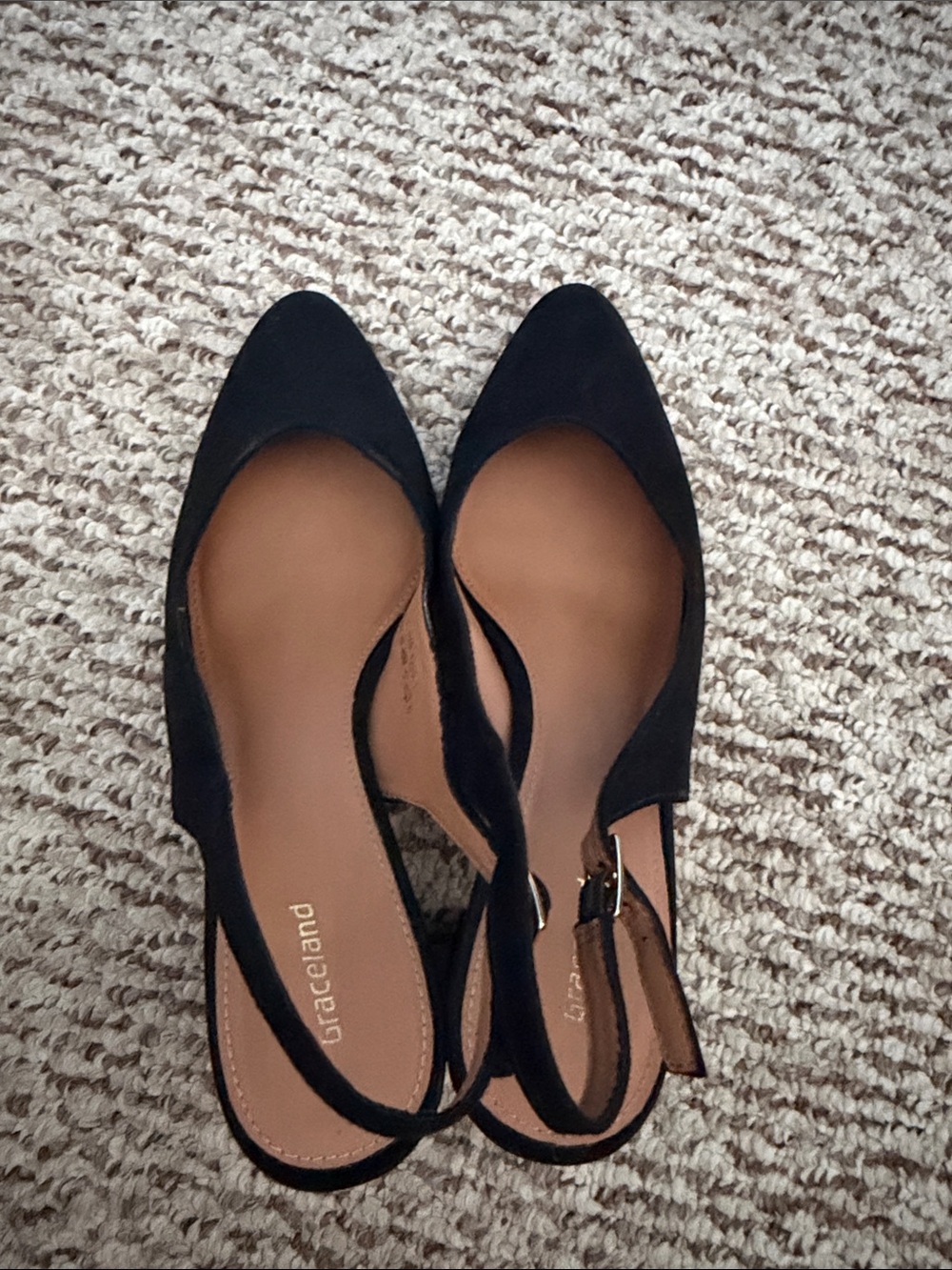Classic Black Suede Slingback Block Heels - Picture 9 of 12